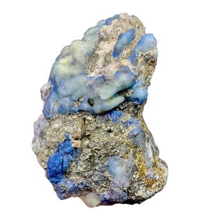 Blue Afghanite & Iron Pyrite Specimen: Rare Fluorescent Mineral