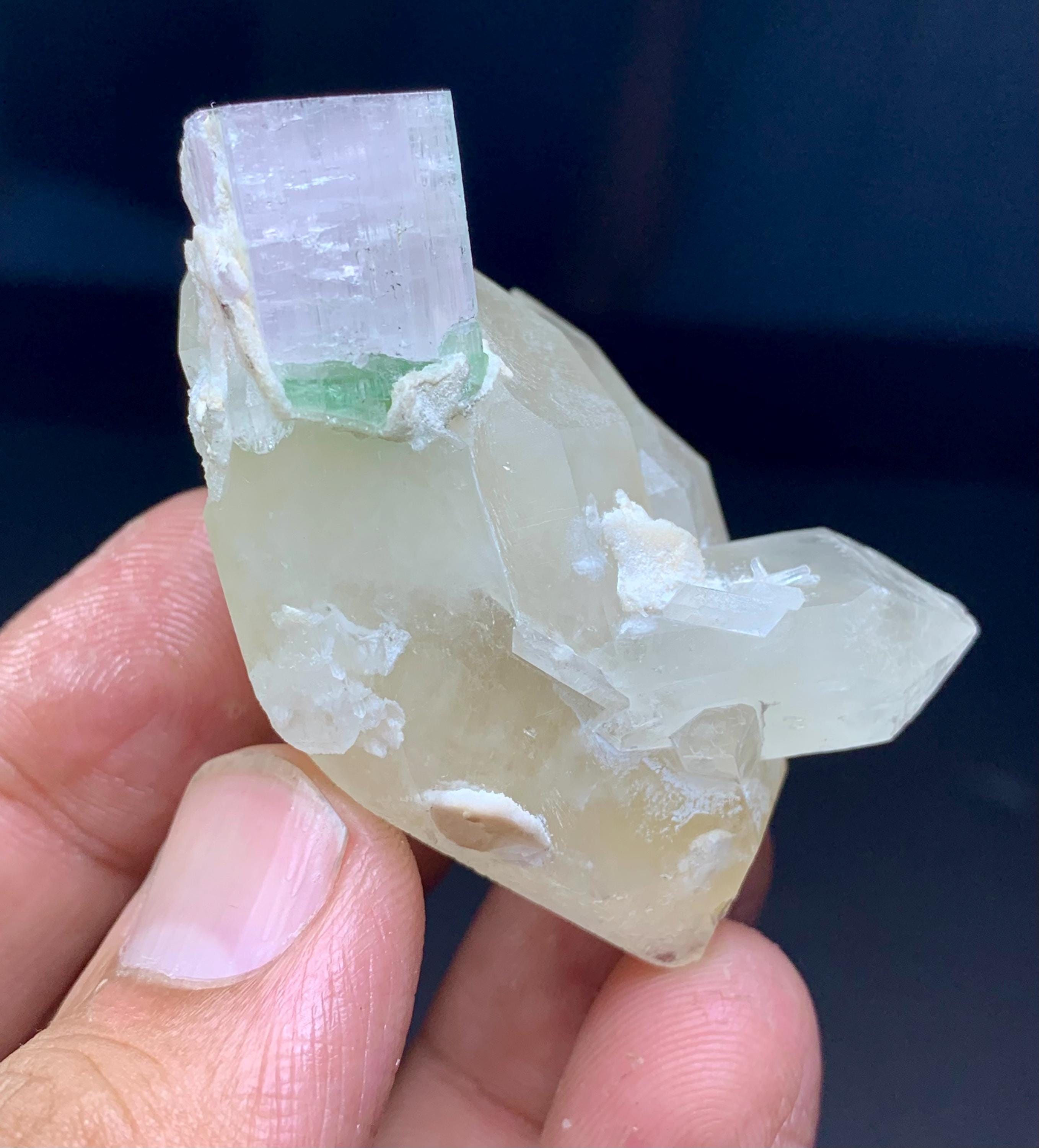 アルバイト上のウォーターメロントルマリン結晶：アフガニスタン産バイ
