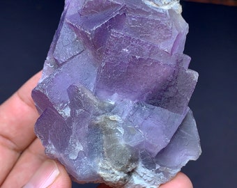 Spécimen de fluorine violette, Spécimen de fluorite bleue, Spécimen de fluorine cubique, Grande fluorine, Spécimen de calcite fluorée, Fluorite de qualité collection