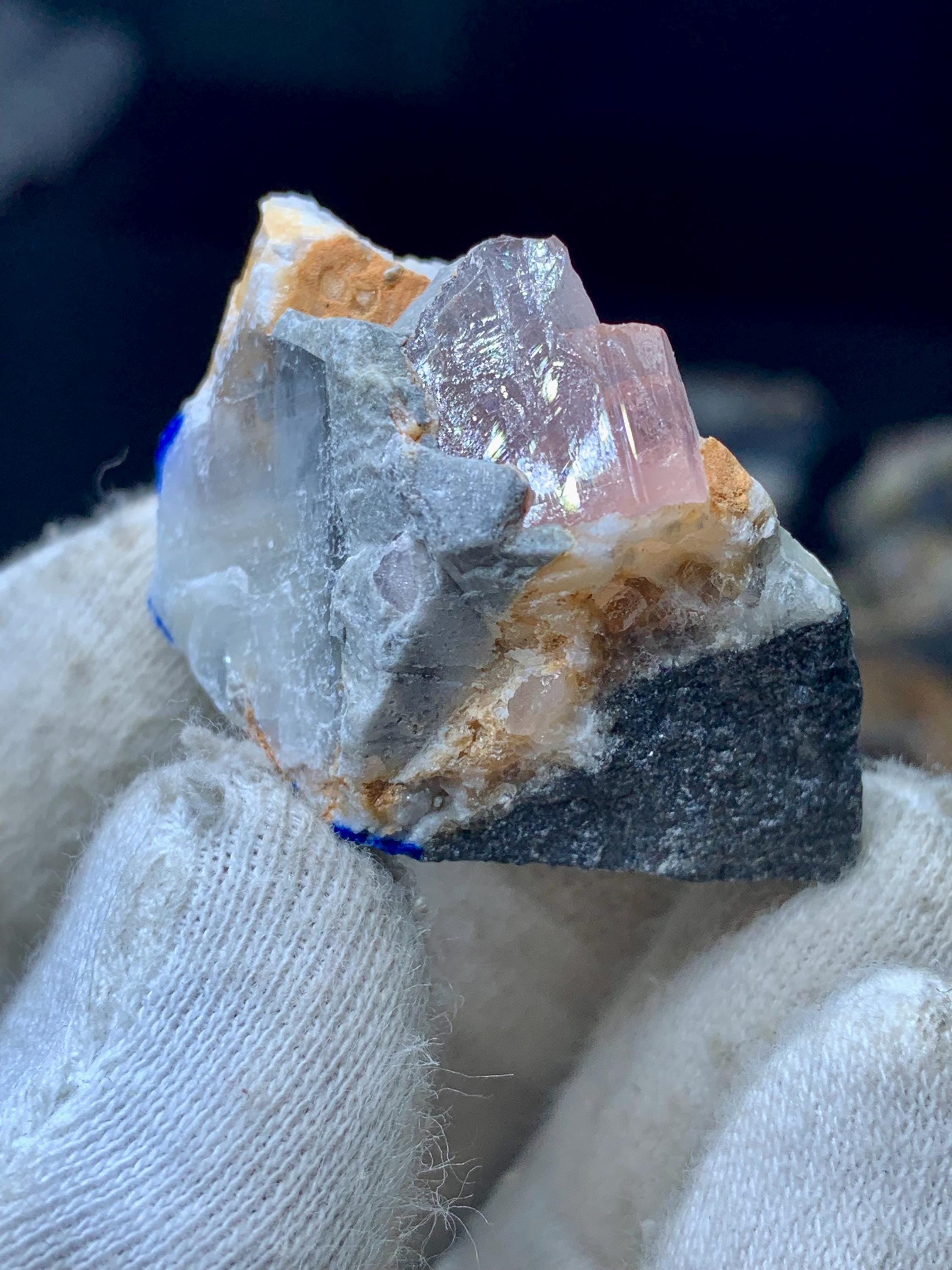 インペリアル トパーズ標本、ピンク トパーズ 結晶 マトリックス