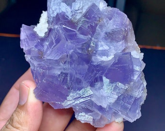 Spécimen de fluorine violette, Spécimen de fluorite bleue, Spécimen de fluorine cubique, Grande fluorine, Spécimen de calcite fluorée, Fluorite de qualité collection