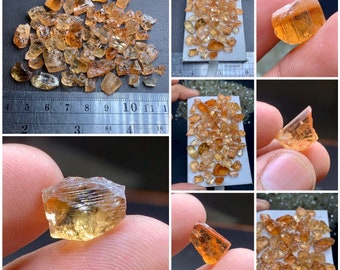 Imperial topaz crystals and facet grade rough lot,Heated topaz crystals ,Sherry topaz,anniversary gift,birthday gift,gift for mom,DIY gift
