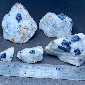 Blue Spinel Crystals on Phlogopite Matrix: Afghanistan Minerals, 5 pcs