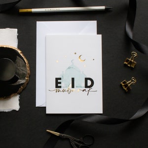Cartões de felicitações Eid Mubarak com folha de ouro A6 da Safar London