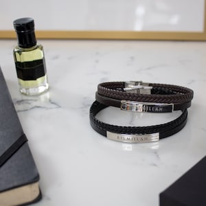 Bismillah Graverat Flätat Läderarmband från Safar London