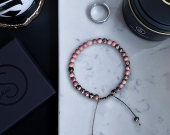 NEW 33 Bead Tasbih Bracelet Pink Rhodonite Stone by Safar London