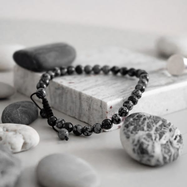 Bracelet Tasbih 33 Perles Pierre Agate Noire Grise par Safar London