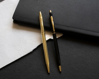 Black & Gold Slim Clip Ballpoint Pens