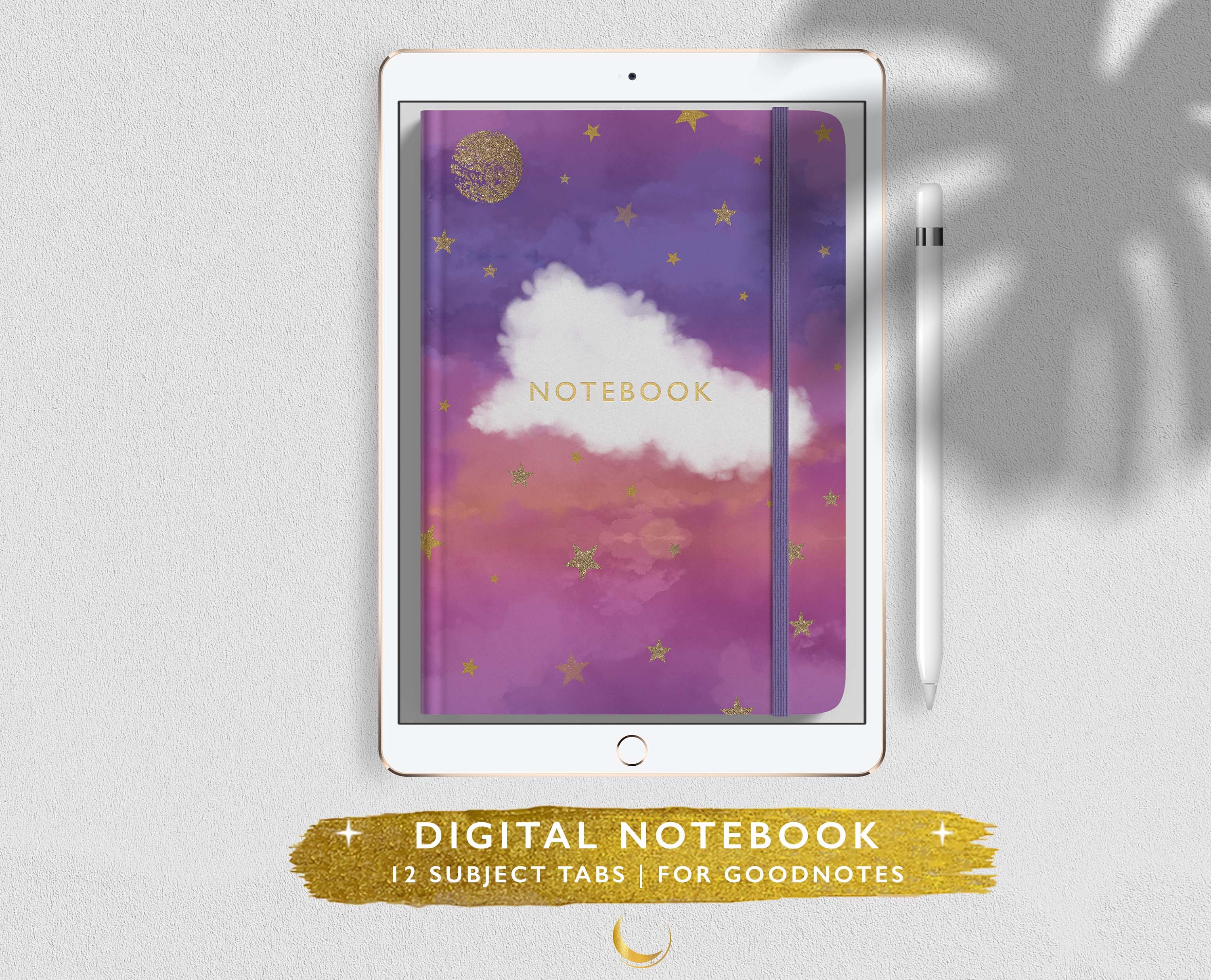 DIGITAL Notebook for Goodnotes 12 Subject Dividers With FREE Stickers iPad Journal Notability