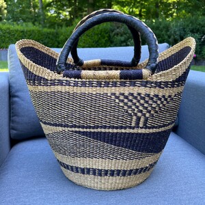 Bolga Korb, Einkaufskorb, Marktkorb, Seegras, Shopper, Einkaufstasche, handgefertigt, Fairtrade, blau, beige, lila, Muttertag