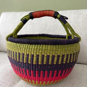 Bolga Korb, Einkaufskorb, Marktkorb, Seegras, Shopper, Tasche, Einkaufstasche, handgefertigt, Fairtrade, bunt, grün ,lila, rot, Muttertag