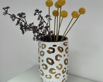 Vase, Blumenvase, Vase, 27cm, Weiß mit Gold, hochwertig, stylisch, moderne Vase, Geschenk, Dekoration, außergewöhnliche Vase, Weihnachten