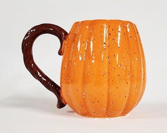 Speckled Pumpkin Mug tableware Fall Coffee Mug Pumpkin Spice Mug Autumn Halloween decor Pumpkin shaped mug Hello pumpkin