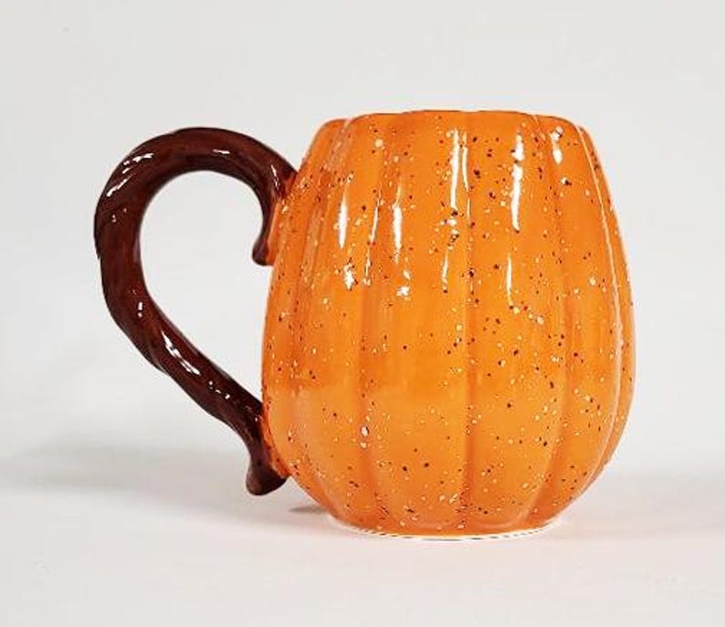 Speckled Pumpkin Mug tableware Fall Coffee Mug Pumpkin Spice Mug Autumn Halloween decor Pumpkin shaped mug Hello pumpkin image 1