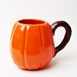 Dark Orange Pumpkin Mug Thanksgiving tableware Fall Coffee Mug Pumpkin Spice Autumn Mug Halloween Pumpkin decor shaped Hello pumpkin