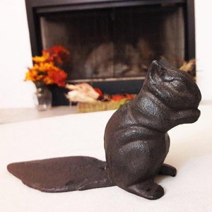 Cast Iron Squirrel Door Stop Cast Iron DoorStop Doorstopper Door stopper door wedge bookends book end Christmas gift squirrel gift decor