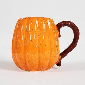 Speckled Pumpkin Mug tableware Fall Coffee Mug Pumpkin Spice Mug Autumn Halloween decor Pumpkin shaped mug Hello pumpkin image 2