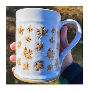 Autumn Leaves Mug Fall Leaf Handmade pottery stoneware coffee mug tea