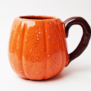Speckled Pumpkin Mug tableware Fall Coffee Mug Pumpkin Spice Mug Autumn Halloween decor Pumpkin shaped mug Hello pumpkin