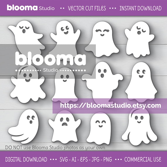 Halloween ghost Svg bundle, Halloween laser cut files, Hanging ghost svg, Cute ghost svg, Wood ghost decor, Wooden Halloween ornament, Eps