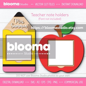 Personalisierte Bleistift & Apple Lehrer Notizhalter SVG Laser-Dateien (Digital Download)