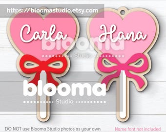 Etiqueta de San Valentín con forma de corazón, archivo láser, etiqueta con nombre en formato Svg, etiqueta de regalo personalizada