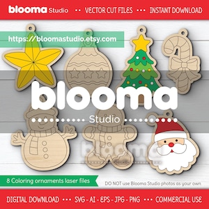Christmas paint kit laser cut file, Christmas ornaments for kids craft, Christmas ornaments svg, Coloring ornaments svg, Eps Png Jpg Ai