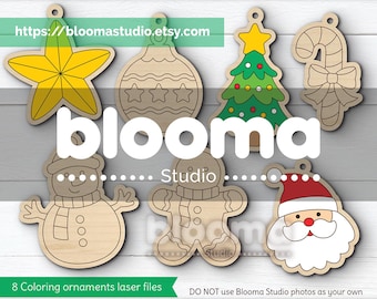 Weihnachtsschmuck, Lasercut-Datei, Weihnachtsschmuck für Kinder Basteln, Weihnachtsschmuck Ausmalen, Ausmalen Ornamente svg, Eps Png Jpg Ai