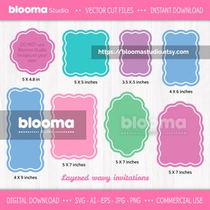 Invitation ondulée svg, svg cadre ondulé, clipart cadre ondulé, formes ondulées svg, bord ondulé, mariage invite svg, fichiers en couches, PNG JPG Eps Ai