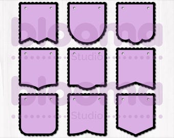Scallop Banner SVG, 2 Layers, Bunting banner svg, Bunting flag clipart, Birthday garland svg, Laser cut file, PNG JPG Ai Eps, Commercial use