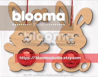 Porta chocolates de Pascua SVG, Porta chocolates de conejito SVG, Archivos cortados con láser de Pascua, Decoración de Pascua SVG, Archivos láser de Pascua de madera, Eps Ai Png