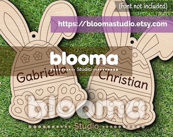 Egg paint kit Svg, Egg coloring svg, Easter name tag laser files, Personalized bunny wood tags for boys and girls, Egg ornament svg, Eps Png