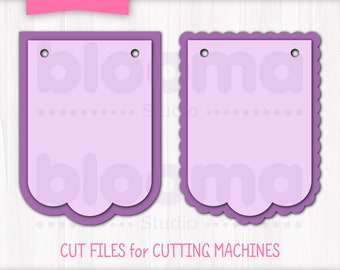 Birthday banner svg, 2 layers, Scalloped banner SVG, Banner flag printable, Laser cut files, Party decor svg, PNG JPG Ai Eps, Commercial use