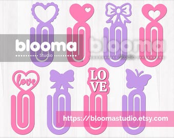 Jumbo paperclip svg, strik paperclips, hart paperclip sjabloon, paperclip laserbestand, planner paperclip svg, coquette lasergesneden bestanden