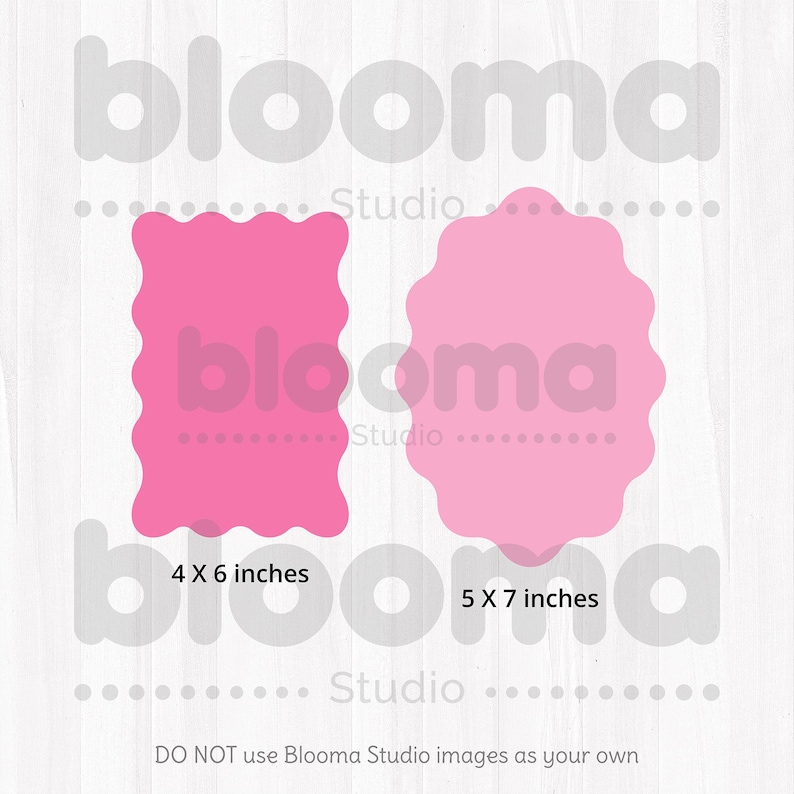 Pode incluir: Duas etiquetas imprim&iacute;veis cor-de-rosa com bordas festoneadas. A etiqueta &agrave; esquerda mede 4 polegadas por 6 polegadas. A etiqueta &agrave; direita mede 5 polegadas por 7 polegadas. As etiquetas est&atilde;o sobre um fundo de madeira branca.
