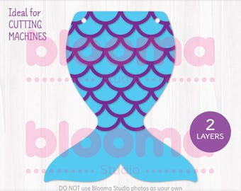 Mermaid banner Svg, Mermaid birthday banner, Layered file, Banner template, Laser cut file, Birthday banner svg, Girl party decor svg, Png