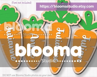 Carrot tag svg, Carrot basket tag Svg, Easter name tags laser file, Easter hang tags, Personalized wood tags, Commercial use, Ai Eps Png