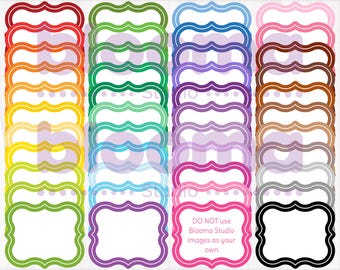 44 Colors Frame Clipart Set, Planner Frame PNG and JPG files, Decorative Frames, Label png, Tag png, Printable Digital Frame, Commercial use