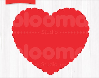 Scalloped heart SVG, Heart frame svg, Valentines day svg, Heart shape svg, Heart clipart PNG, JPG Ai Eps, Laser cut files, Commercial use