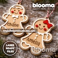 Gingerbread ornaments Svg, Personalized christmas boy and girl ornaments, Gift tags laser files product logo