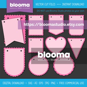 Scallop banner SVG, 2 Layers, Bunting svg, Bunting flag clipart, Bunting Printable, Birthday bunting, Garland svg, Laser cut file, PNG Eps