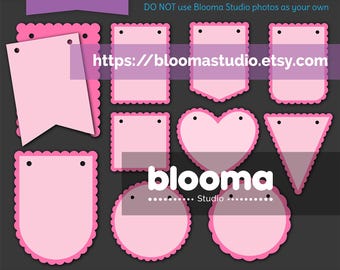 Scallop banner SVG, 2 Layers, Bunting svg, Bunting flag clipart, Bunting Printable, Birthday bunting, Garland svg, Laser cut file, PNG Eps