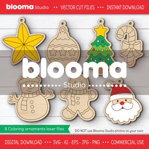 Kerst verf kit lasergesneden bestand, kerst ornamenten voor kinderen ambacht, kerst ornamenten svg, kleuren ornamenten svg, eps png jpg ai