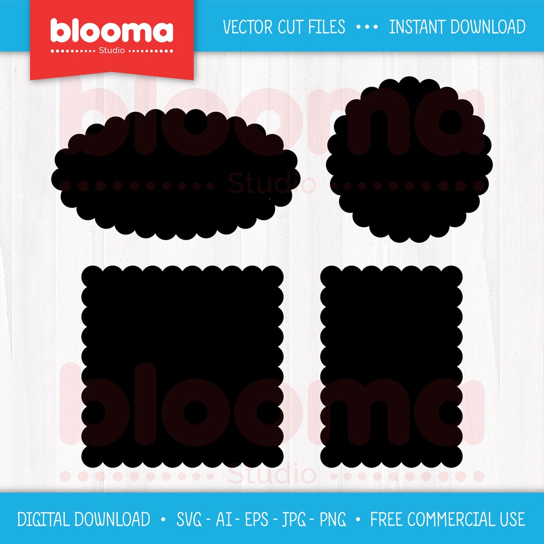 Scalloped Shape SVG, Scalloped Tag Svg, Circle Square Oval Rectangle ...