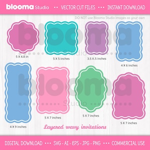 Gewellte Einladung svg, gewellte Rahmen svg, wellige Rahmen Clipart, gewellte Formen svg, gewellte Kante, Hochzeit lädt svg, Layered-Dateien, PNG JPG Eps Ai