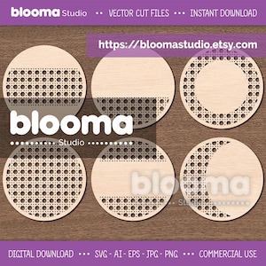 Letrero de ratán con nombre SVG, Letrero redondo para puerta SVG, Letrero de bienvenida SVG, Archivos láser para letreros con nombre, Letrero con nombre de bebé SVG, Letrero redondo de madera SVG, Uso comercial