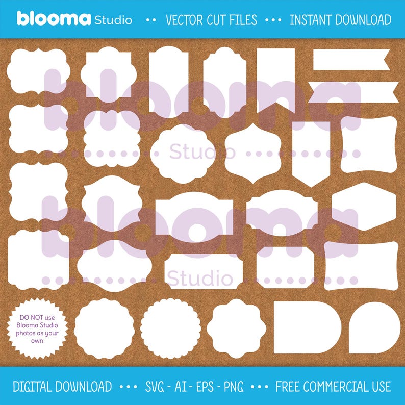 May include: A set of 25 white frame SVG cut files for digital download. The frames are various shapes and sizes, including circles, squares, rectangles, and banners. The frames are perfect for adding a decorative touch to your projects.