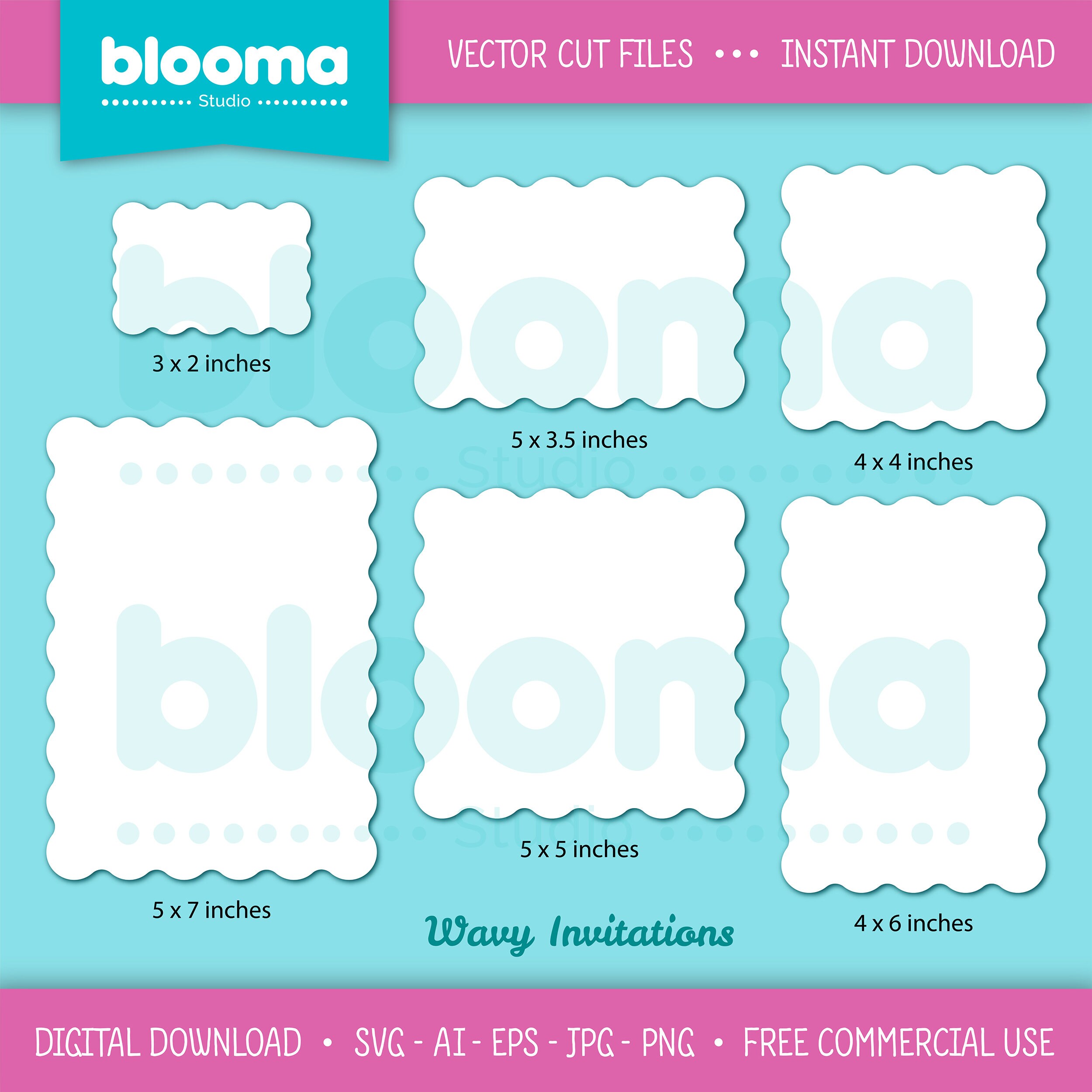 Wave Invitations SVG Scallop Invitation Template Wave Invite Etsy UK