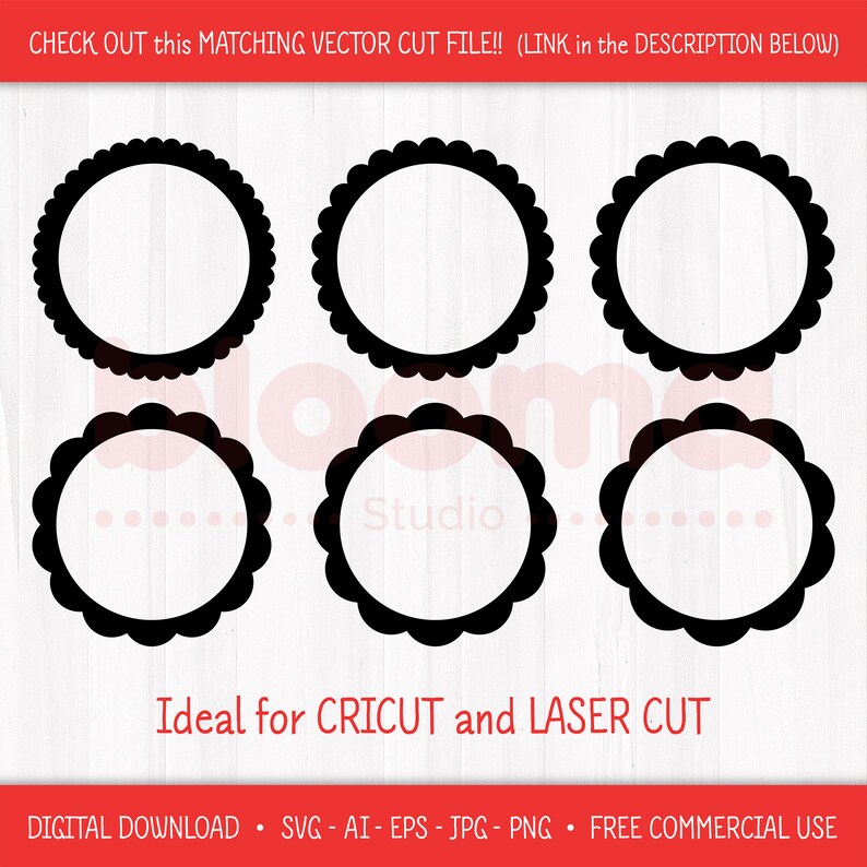 Scallop Circle SVG Scallop Shape Digital Scalloped Circle - Etsy