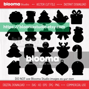 クリスマスギフトタグ SVG バンドル、クリスマスタグ レーザーファイル、タグカットファイル、印刷可能なタグテンプレート、ギフトタグ SVG、タグ PNG JPG Eps 商用利用